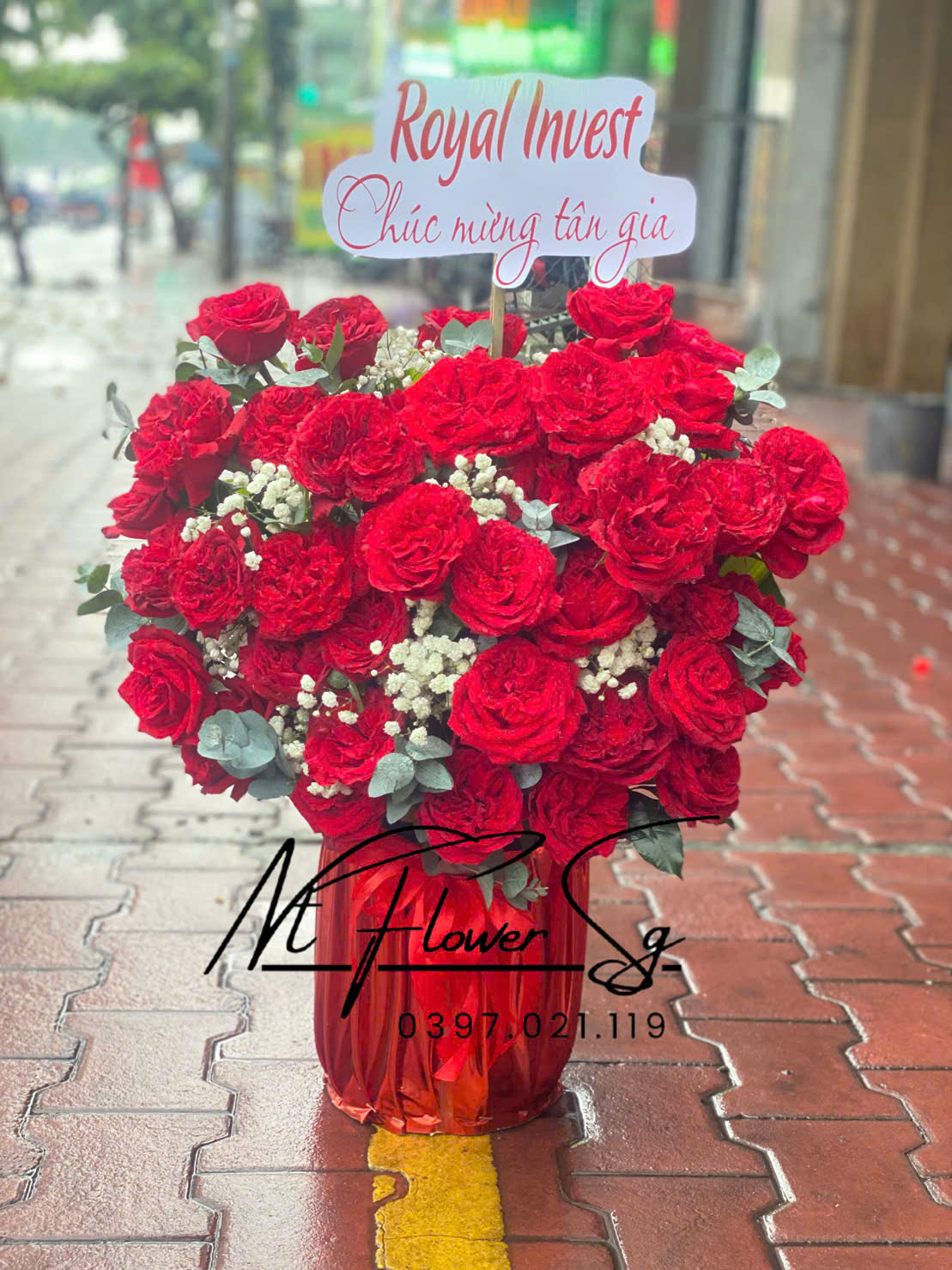 Giỏ Hoa Chúc Mừng Đỏ Ô GH53
