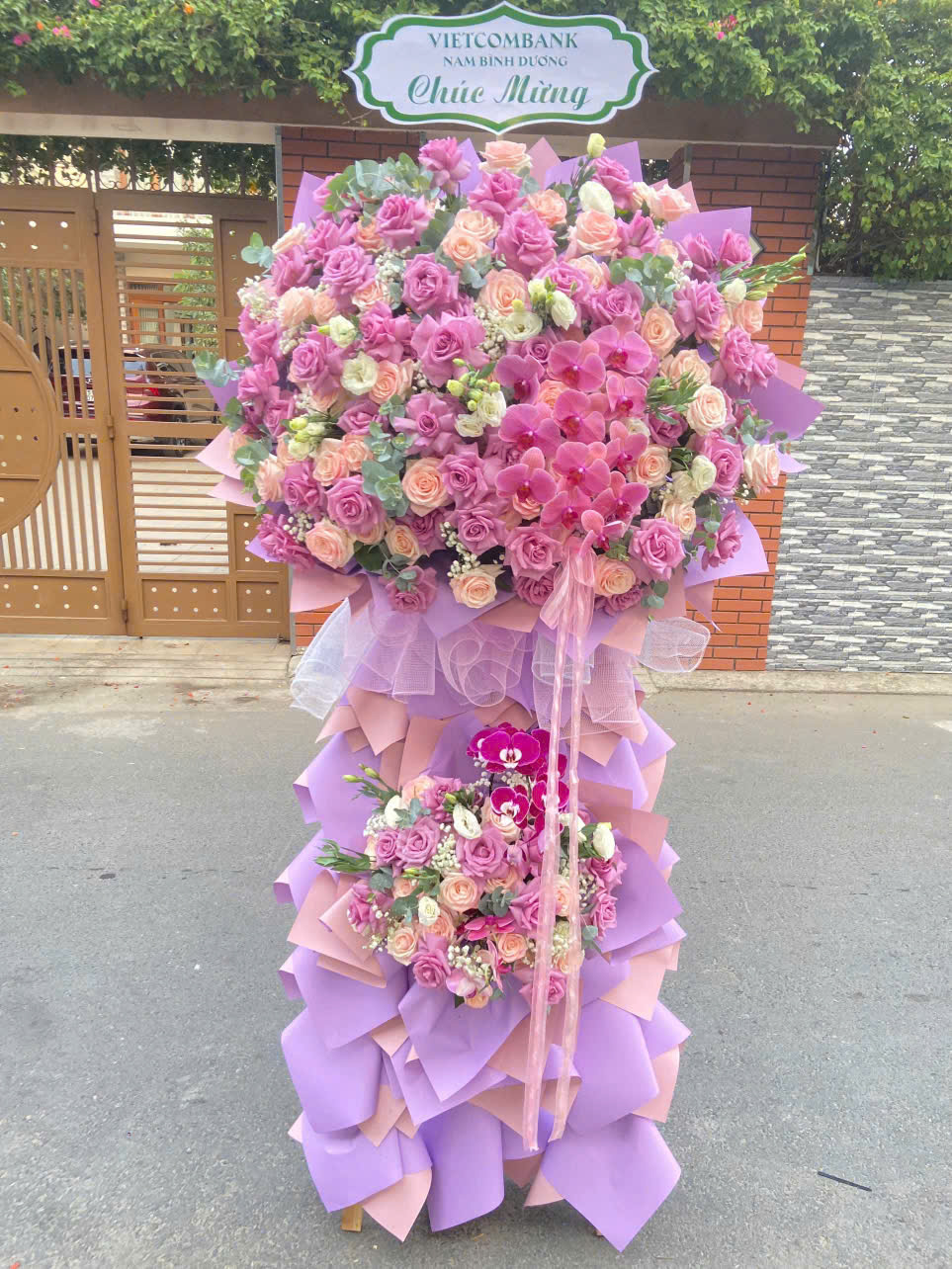 Kệ Hoa Khai Trương Tím Hồng KT58 