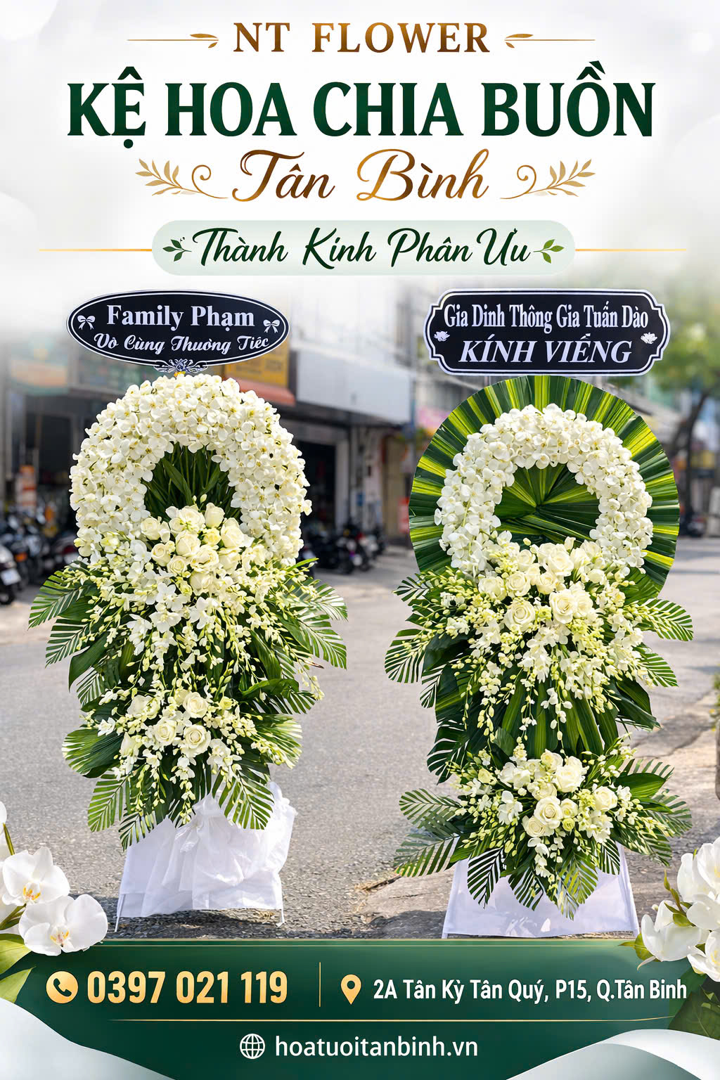 Kệ Hoa Tang Lễ Tân Bình – Kệ Hoa Chia Buồn Trang Trọng Tại NT Flower