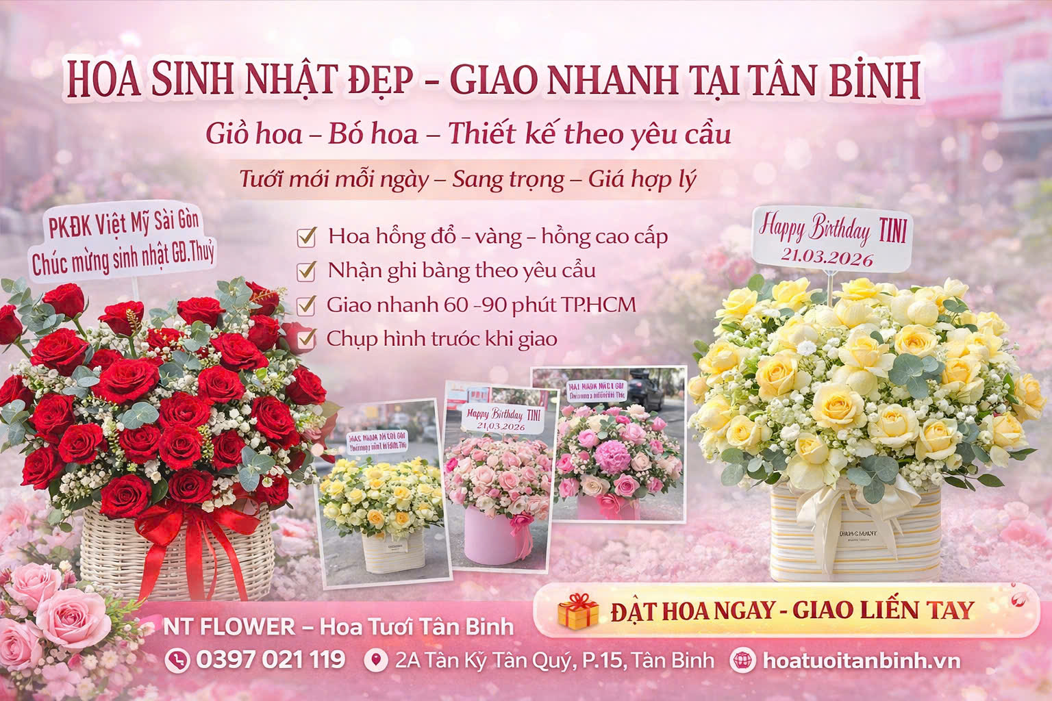 Giỏ Hoa Sinh Nhật Đẹp Tại Tân Bình 