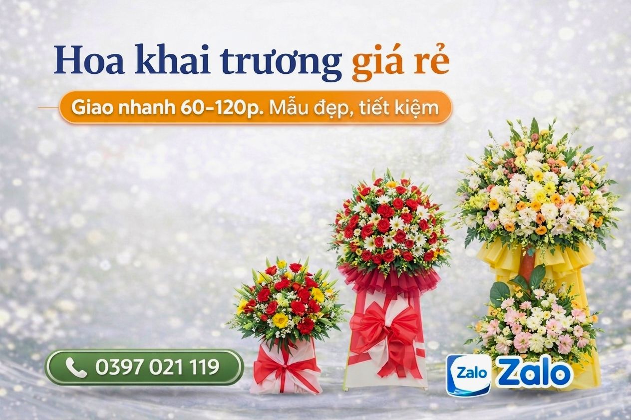 Hoa khai trương giá rẻ Tân Bình - Giao nhanh 60-120 phút, mẫu đẹp tiết kiệm