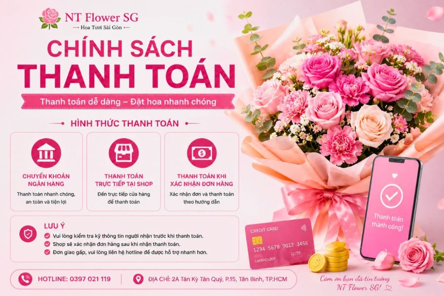 Ch&iacute;nh s&aacute;ch thanh to&aacute;n tại NT Flower SG