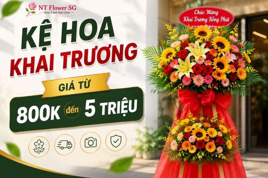 Kệ hoa khai trương t&acirc;n b&igrave;nh