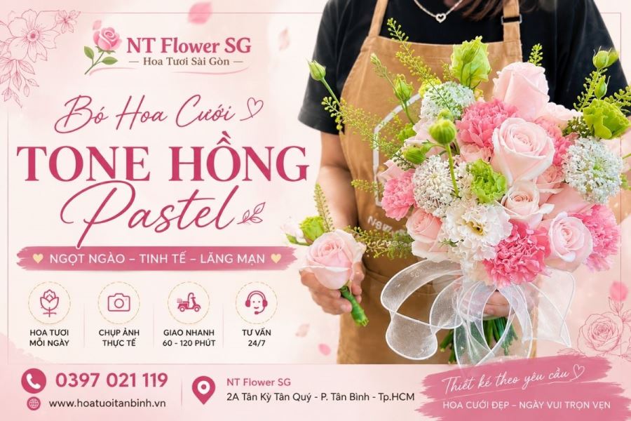 B&oacute; hoa cưới hồng pastel t&acirc;n b&igrave;nh