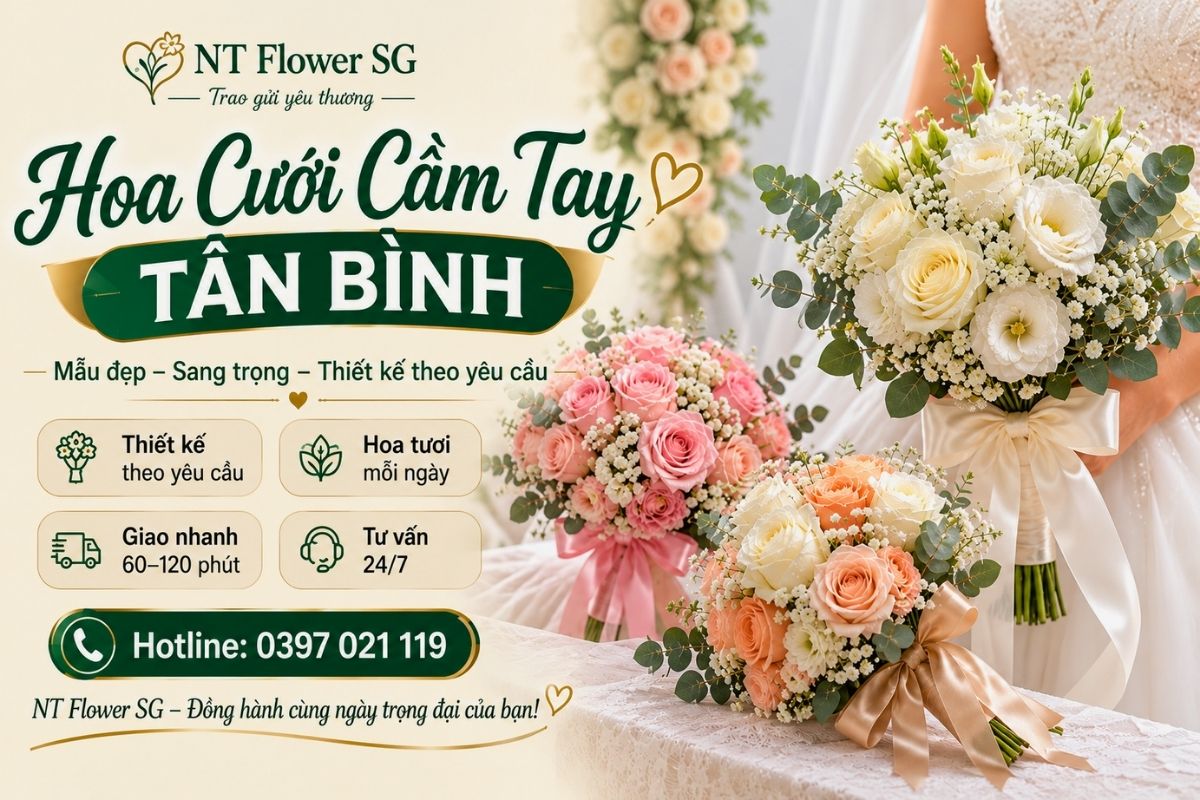 Hoa Cưới Cầm Tay Tân Bình - Mẫu Đẹp, Thiết Kế Theo Yêu Cầu