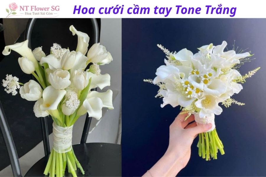 b&oacute; hoa cưới tone trắng t&acirc;n b&igrave;nh