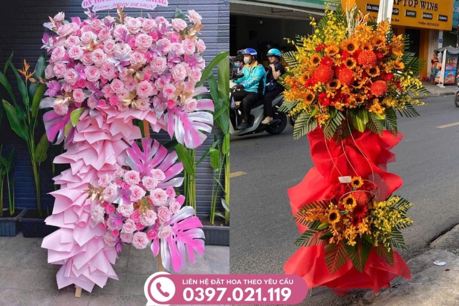 L&atilde;ng hoa khai trương t&acirc;n b&igrave;nh