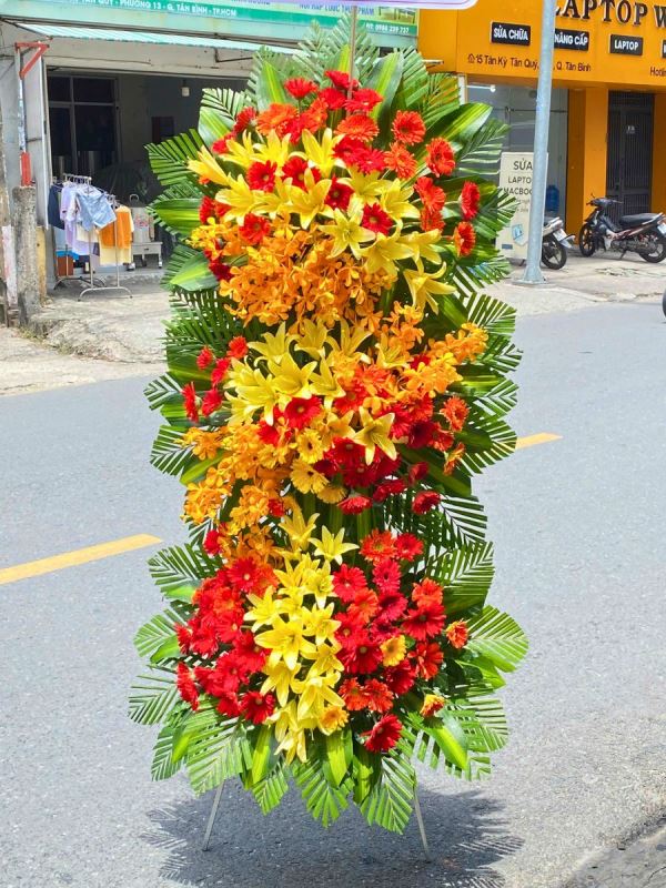 Kệ Hoa Chúc Mừng Rực Rỡ Đỏ Vàng - KH01