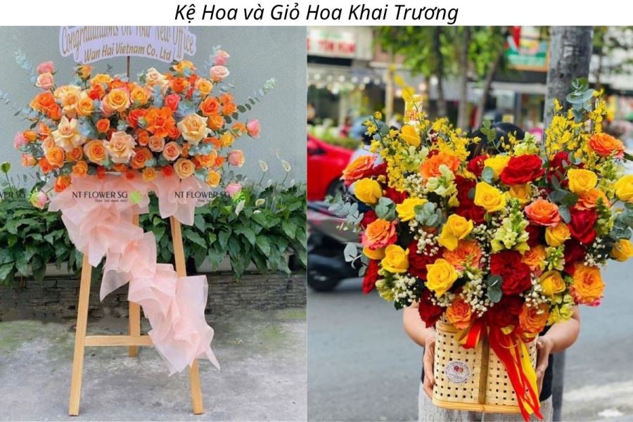 kệ hoa khai trương t&acirc;n b&igrave;nh