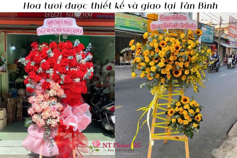 kệ hoa khai trương t&acirc;n b&igrave;nh