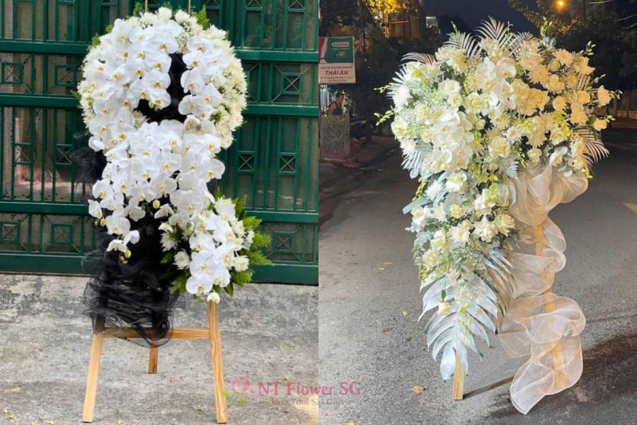 Hoa chia buồn m&agrave;u trắng trang nghi&ecirc;m