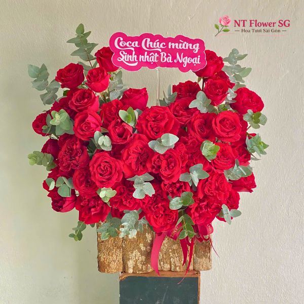Giỏ Hoa Hồng Đỏ Ôhara 50 Bông