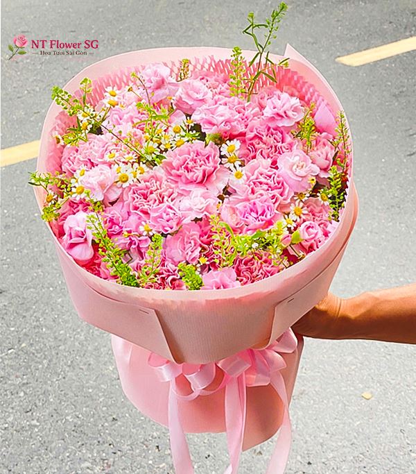 Bó Hoa Cẩm Chướng Hồng Ngọt Ngào