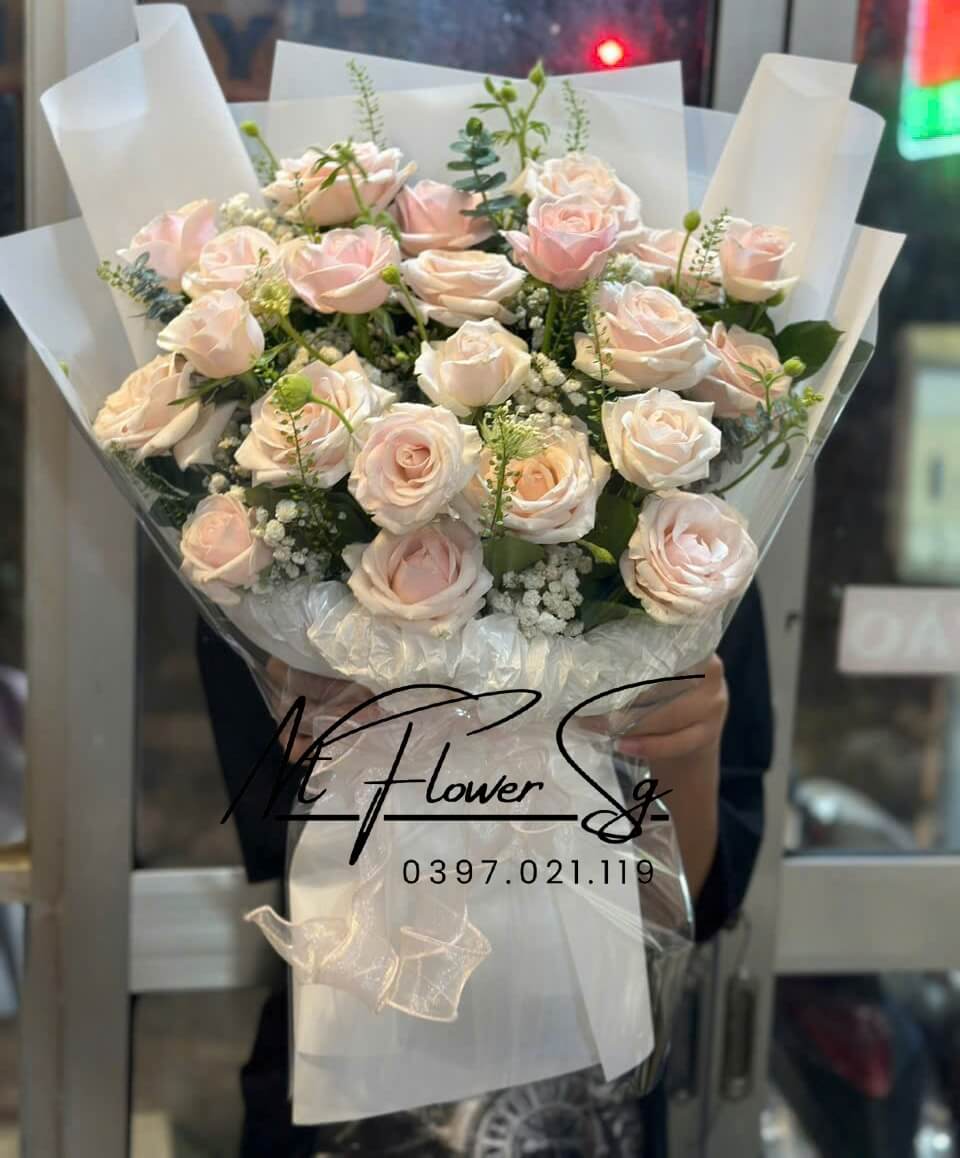 Hoa Bó Hồng Kem HB12