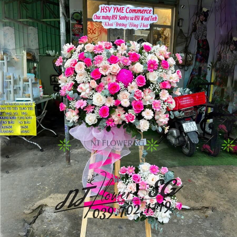 Kệ  Hoa Khai Trương Hồng Kệ Vẻ KT80