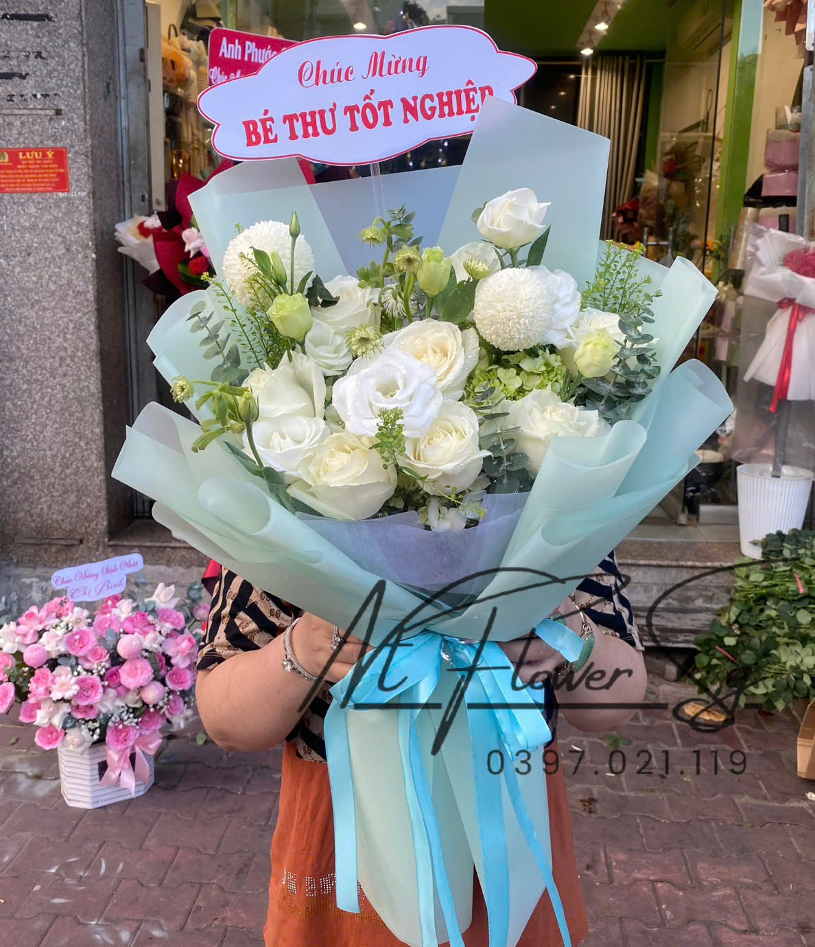 Hoa Bó Trắng Xanh HB36