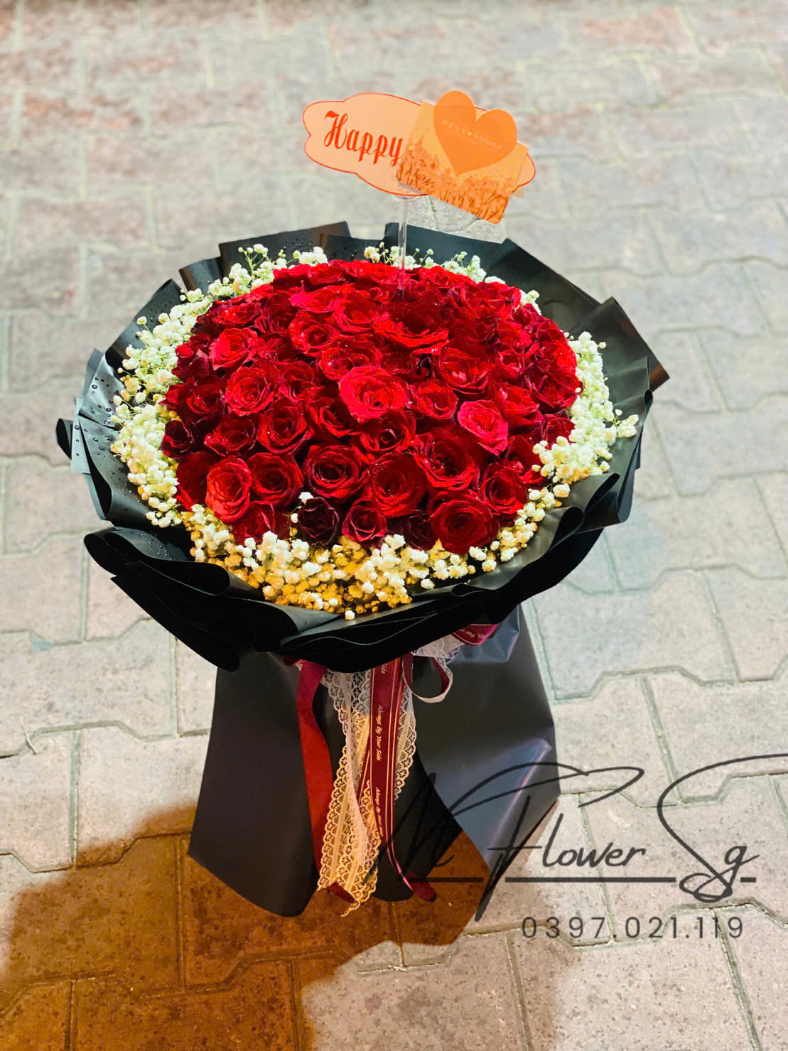 Hoa Bó Đỏ Ecu Mix Baby HB44